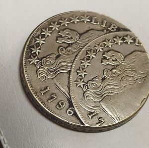 Vintage Souvenirs OLD NOVELTY Error 1796-1797 Liberty Pair Silver Tone coin.